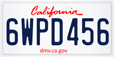 CA license plate 6WPD456