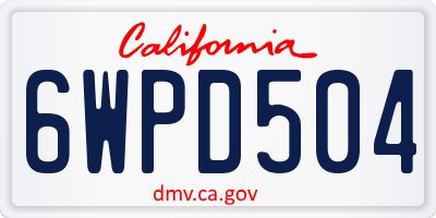 CA license plate 6WPD504