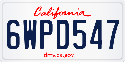 CA license plate 6WPD547
