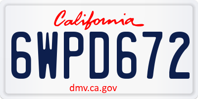 CA license plate 6WPD672
