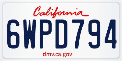 CA license plate 6WPD794