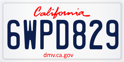 CA license plate 6WPD829