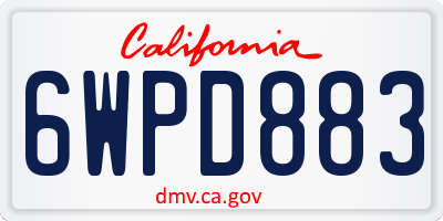 CA license plate 6WPD883