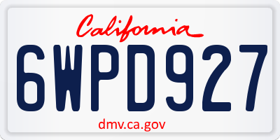 CA license plate 6WPD927