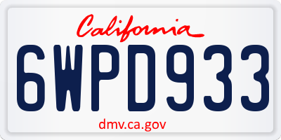 CA license plate 6WPD933