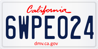 CA license plate 6WPE024