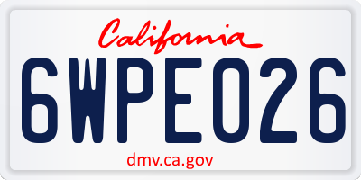 CA license plate 6WPE026