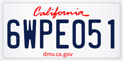 CA license plate 6WPE051