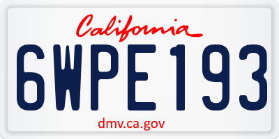 CA license plate 6WPE193