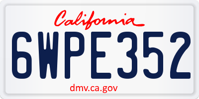 CA license plate 6WPE352