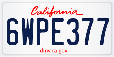 CA license plate 6WPE377