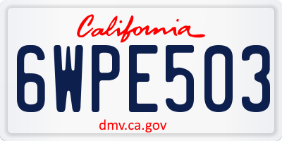 CA license plate 6WPE503