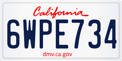 CA license plate 6WPE734