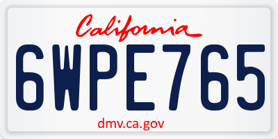 CA license plate 6WPE765