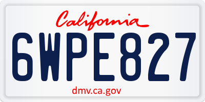 CA license plate 6WPE827