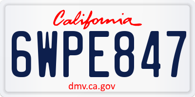 CA license plate 6WPE847