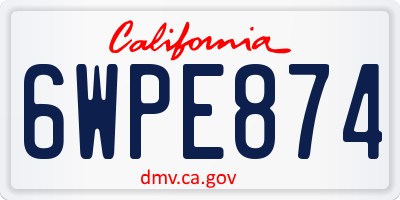 CA license plate 6WPE874
