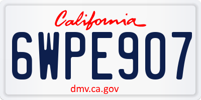 CA license plate 6WPE907