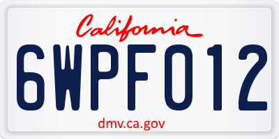 CA license plate 6WPF012