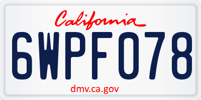 CA license plate 6WPF078