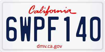 CA license plate 6WPF140