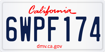 CA license plate 6WPF174