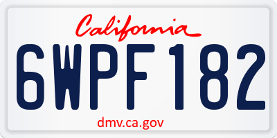 CA license plate 6WPF182