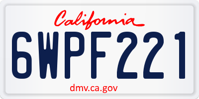 CA license plate 6WPF221