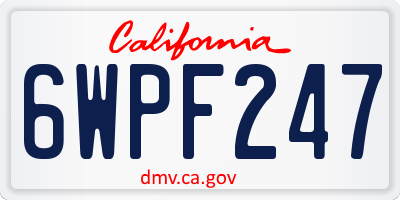 CA license plate 6WPF247