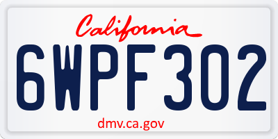 CA license plate 6WPF302