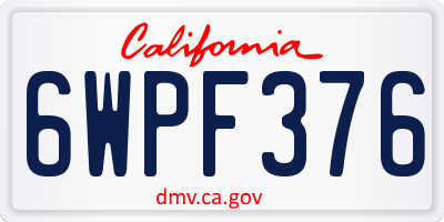 CA license plate 6WPF376