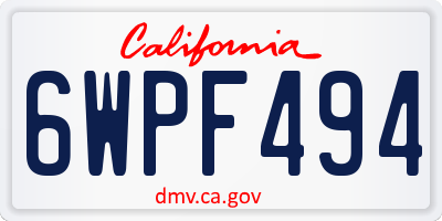 CA license plate 6WPF494
