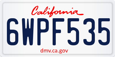 CA license plate 6WPF535