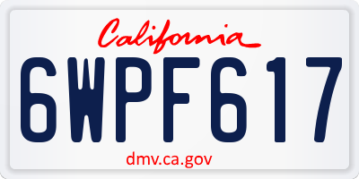 CA license plate 6WPF617