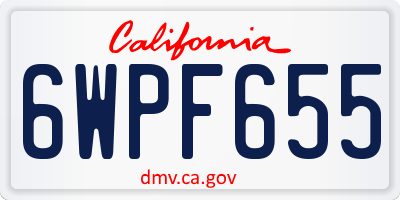 CA license plate 6WPF655