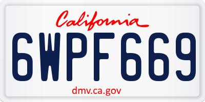 CA license plate 6WPF669