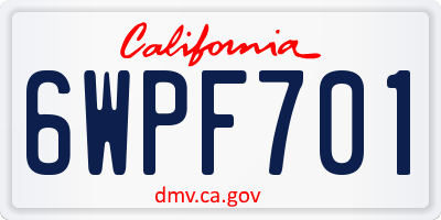 CA license plate 6WPF701