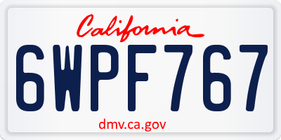 CA license plate 6WPF767