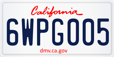 CA license plate 6WPG005
