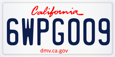 CA license plate 6WPG009