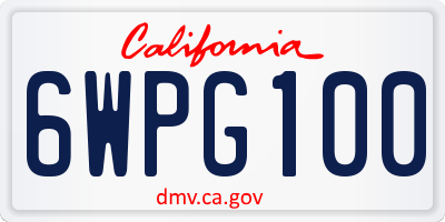 CA license plate 6WPG100