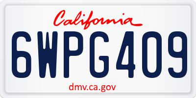 CA license plate 6WPG409