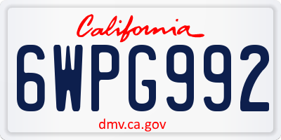CA license plate 6WPG992