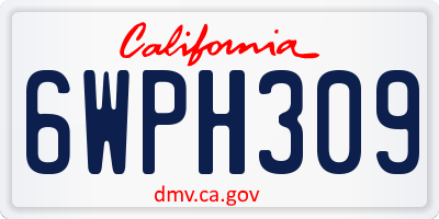 CA license plate 6WPH309