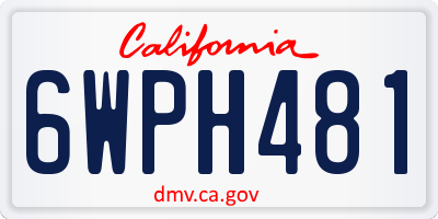 CA license plate 6WPH481