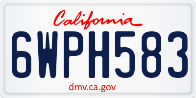 CA license plate 6WPH583