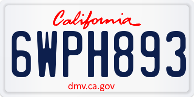 CA license plate 6WPH893