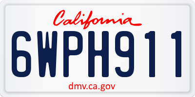 CA license plate 6WPH911