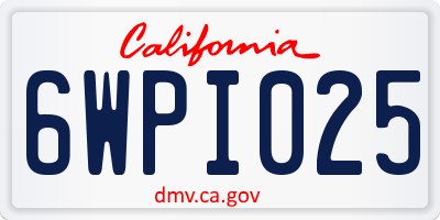 CA license plate 6WPI025