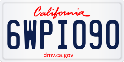 CA license plate 6WPI090